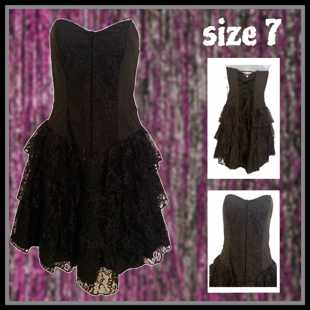 gothic steampunk black corset DRESS size 7